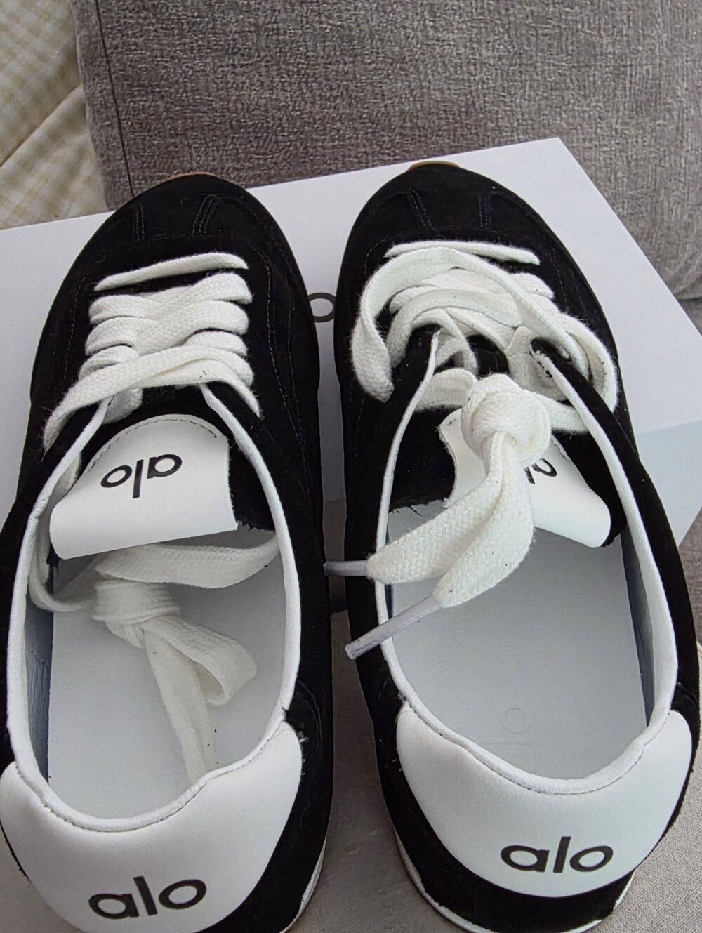 Alo Black & White Suede Sneakers